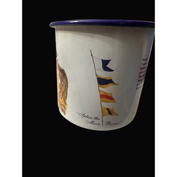 British Navy Pussers Rum Enamelware Mug With Handle 1.75L Hand Decorated Tortola - Picture 10 of 10
